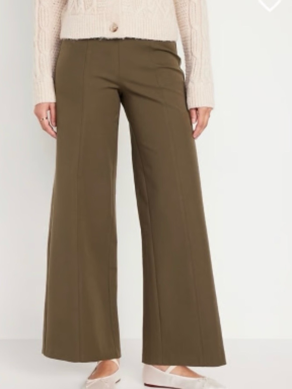 NWOT Old Navy High Rise Pixie Pull On Wide Leg Pants Reishi Brown Medium